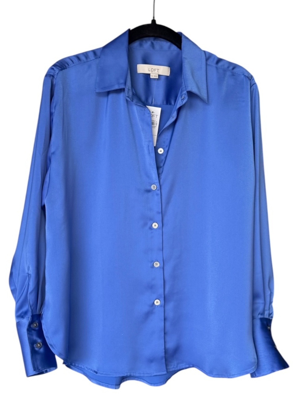 Size XS NWT LOFT Satin Everyday Shirt in cobalt Blue